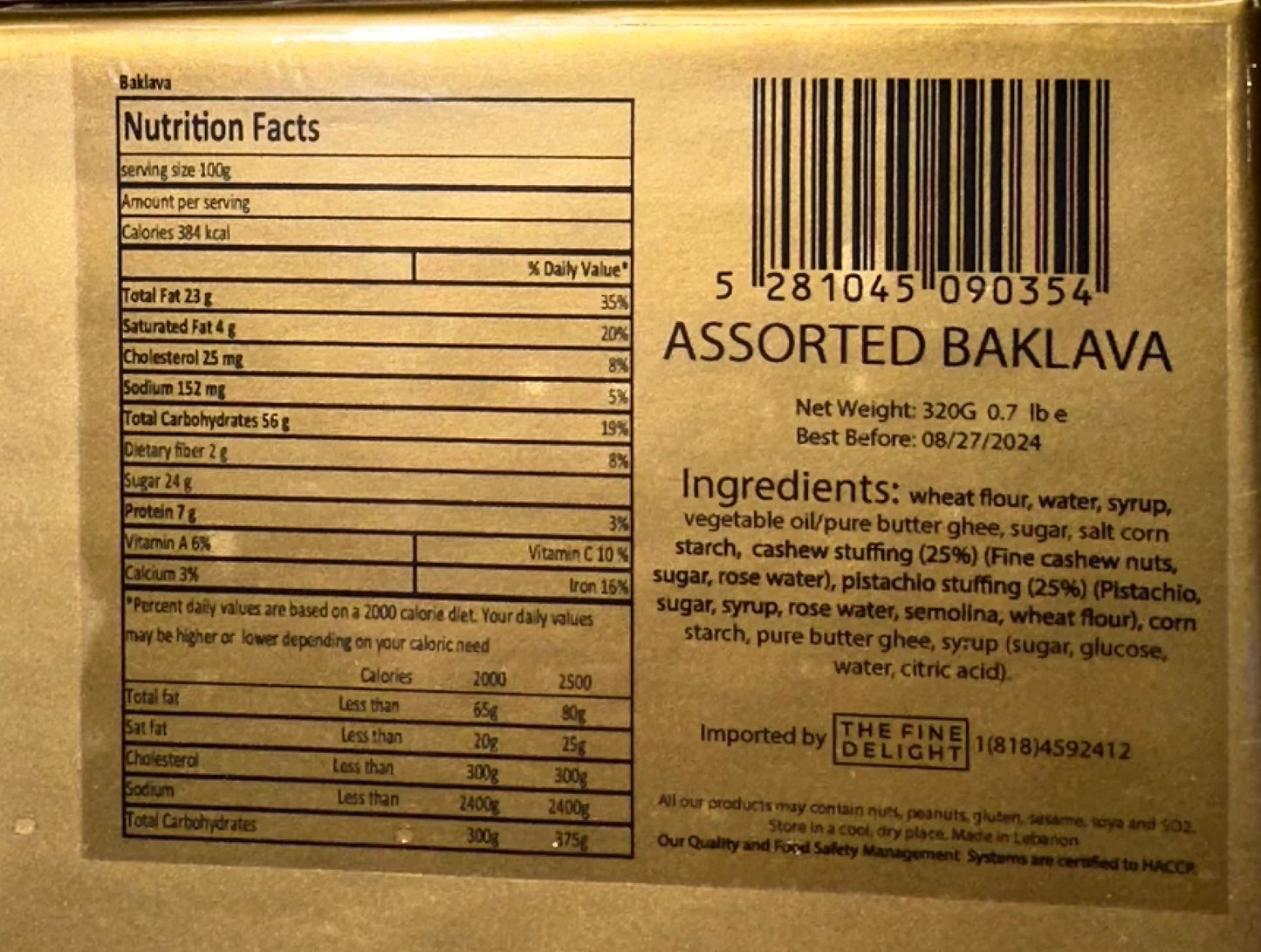 Lebanese Handmade Backlava